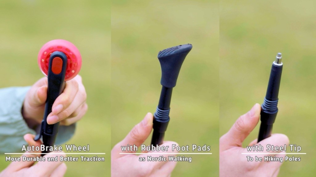 walking poles on paved road